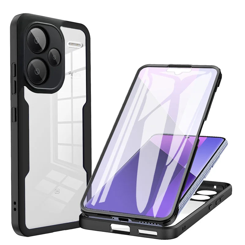 360° Clear Shockproof Case – Xiaomi Redmi Note 14 Pro Phone Case PRIMED Note 13 Pro 4G Black