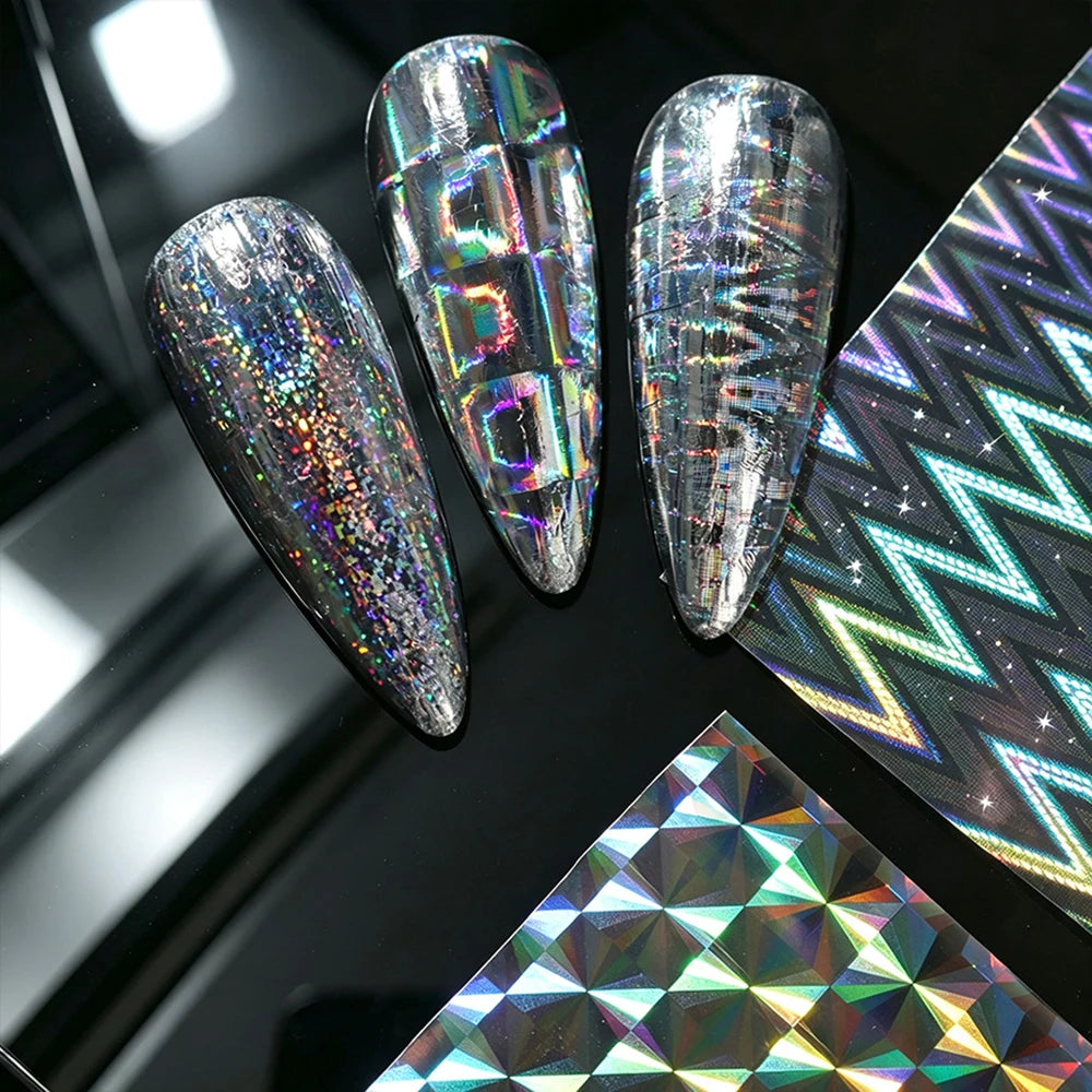 10 Rolls Aurora Laser Nail Transfer Foil – Starry Sky Stickers Nail Art Foil PRIMED