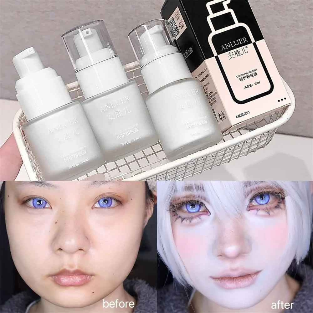 White Liquid Foundation Full Coverage Matte Waterproof 30ml