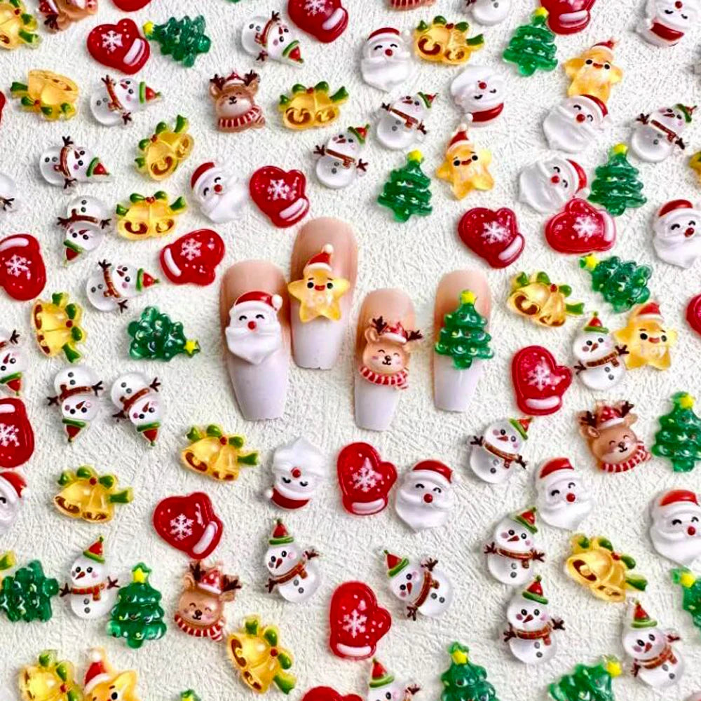 Christmas Nail Art Charms 30/50pcs – Xmas Manicure Decor Nail Art Charms PRIMED