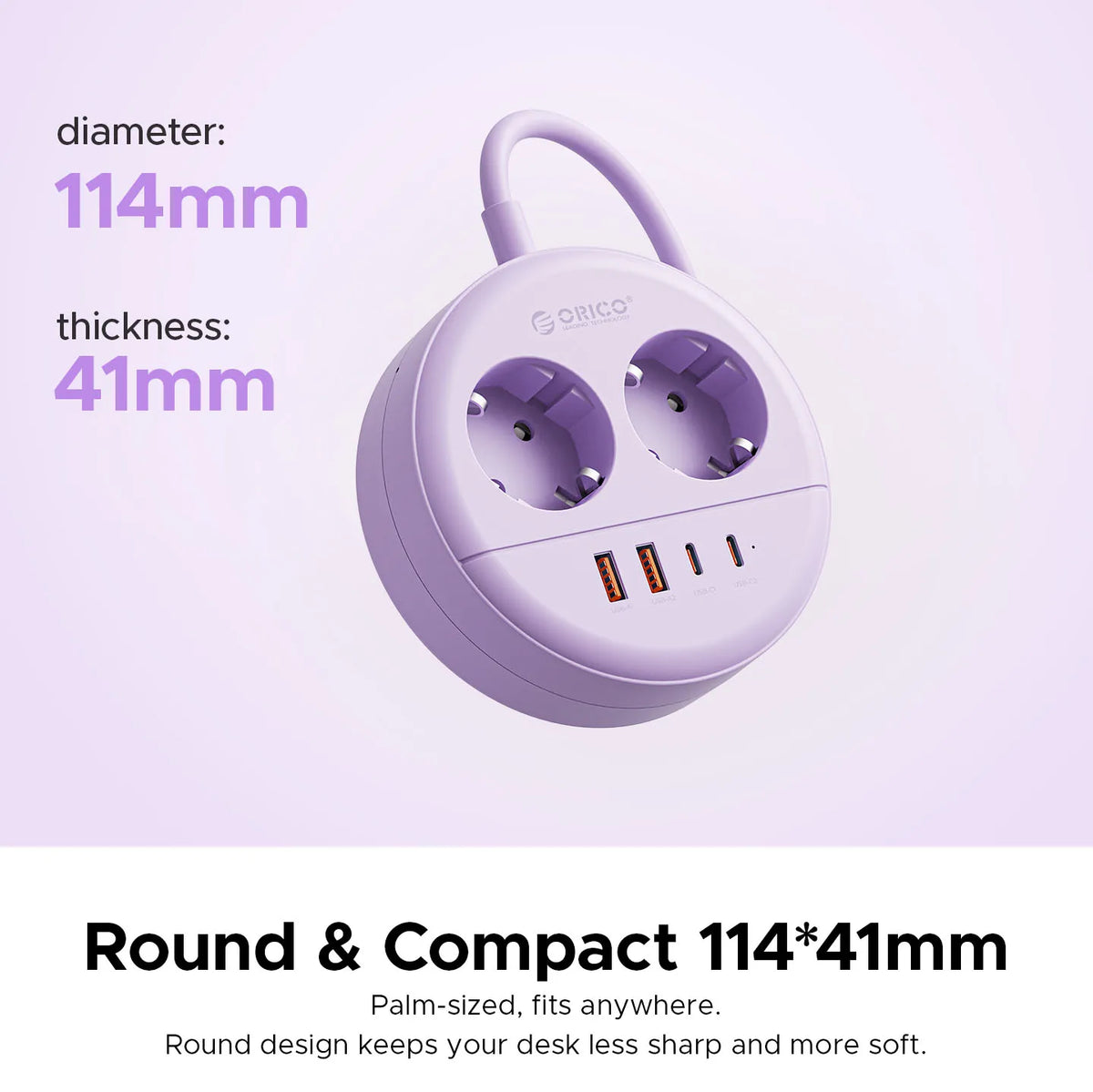 ORICO Desktop Round Power Strip PD20W USB-C USB-A EU Plug Desktop Power Strip PRIMED