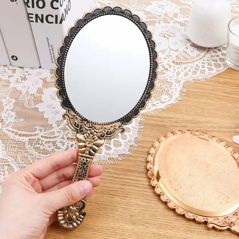 Vintage Handheld Makeup Mirror – Portable Travel Mirror
