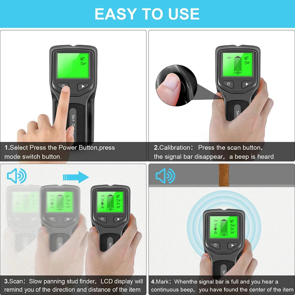 5-in-1 Wall Stud Detector – Wood, Metal & AC Wire Scanner Wall Stud Detector PRIMED