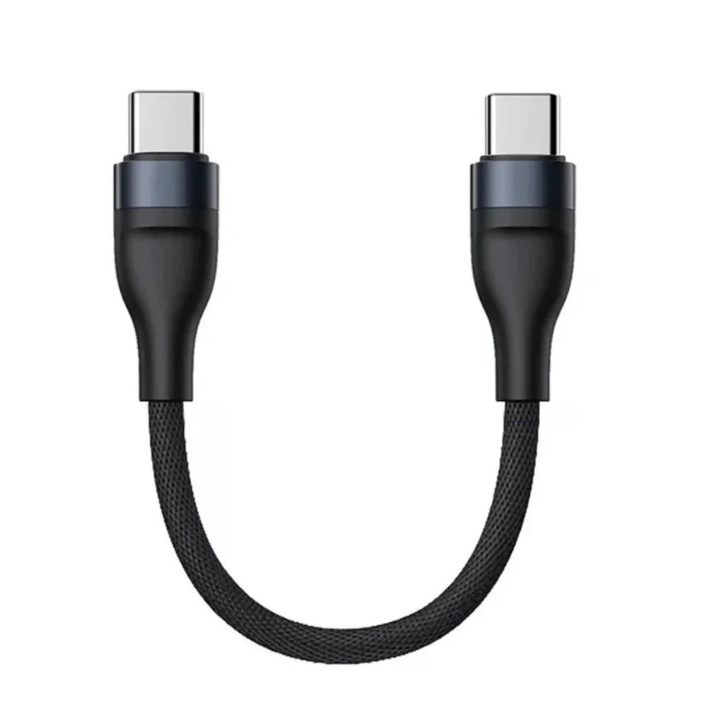 USB-C to USB-C 60W PD Fast Charging Cable – 25cm Short USB-C Charging Cable PRIMED Black 0.25m