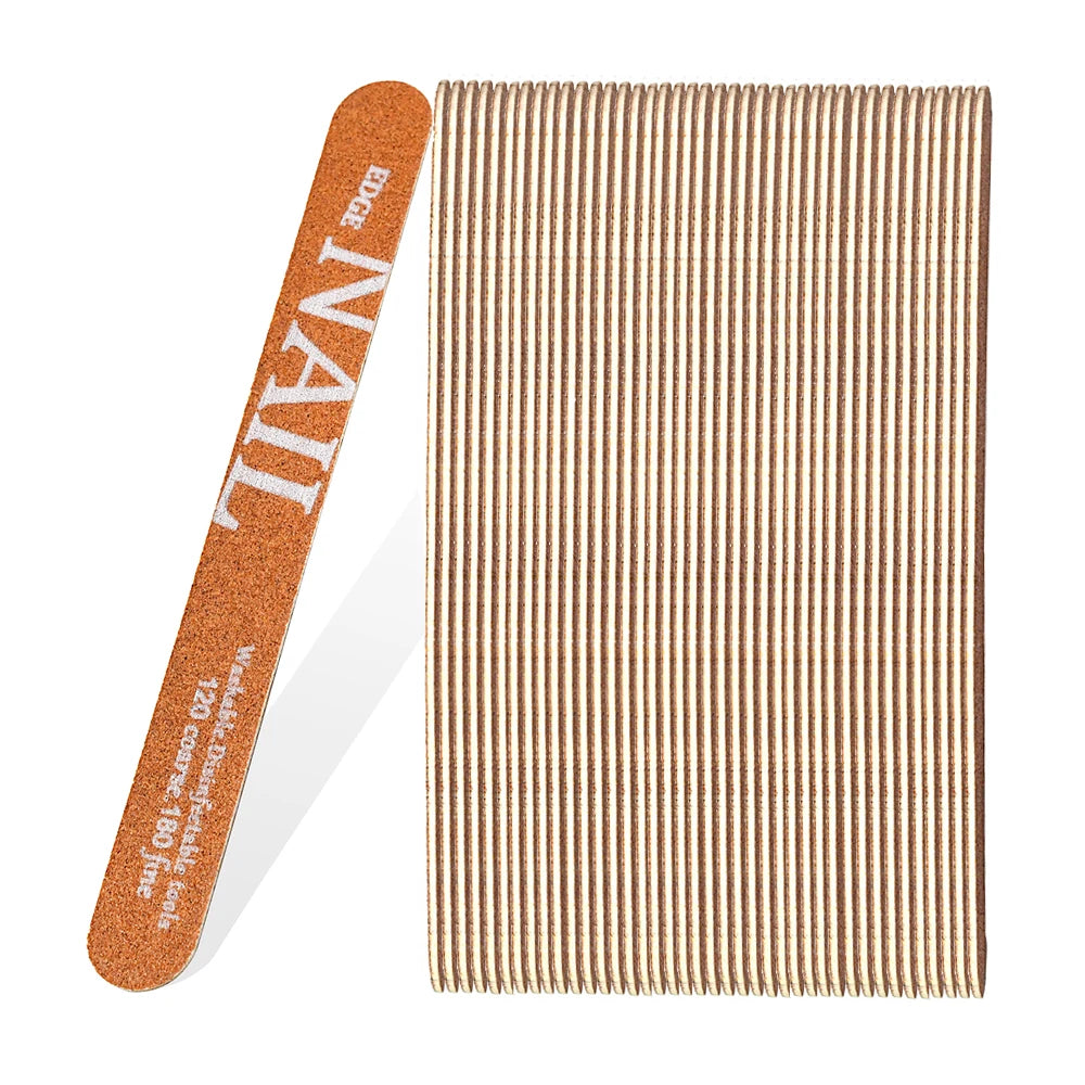 Natural Wood Nail Files 120/180 Grit – 10/25/50 Pcs Set Nail File Set PRIMED