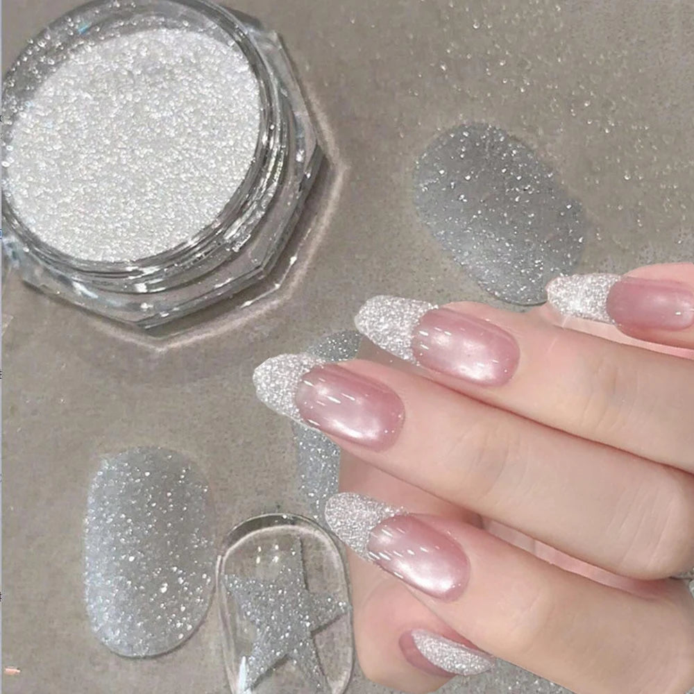 Silver Snowflake Glitter Nail Art Powder | Crystal Diamond Flash