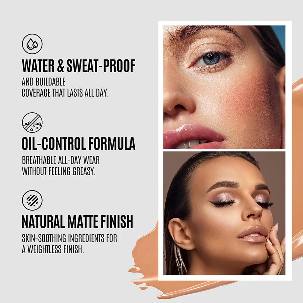 Waterproof Matte Liquid Foundation & Concealer – All Skin Types