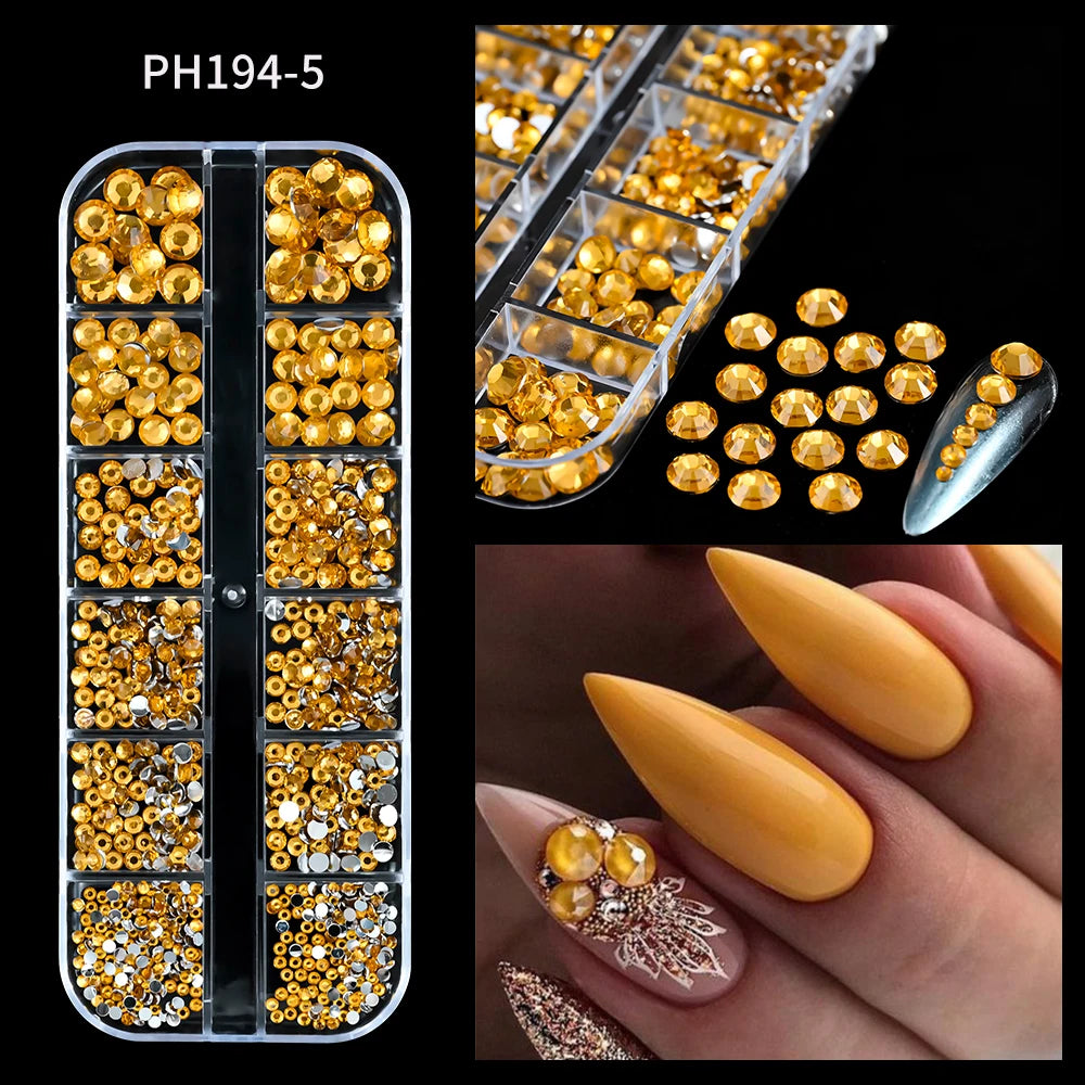 2000Pcs Flat Back Crystal Rhinestones Mix SS6–SS30 Nail Art Nail Art Rhinestones PRIMED 05