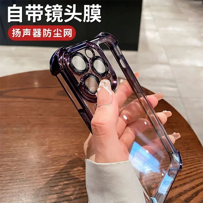 Clear TPU iPhone Case 11–17 Pro Max | Plating Lens Protection Phone Case PRIMED