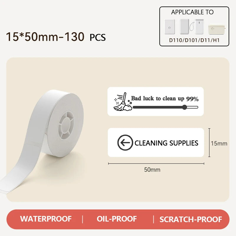 Niimbot White Label Paper for D11 D110 D101 | Waterproof Thermal Thermal Label Paper PRIMED 1Roll WH15-50mm
