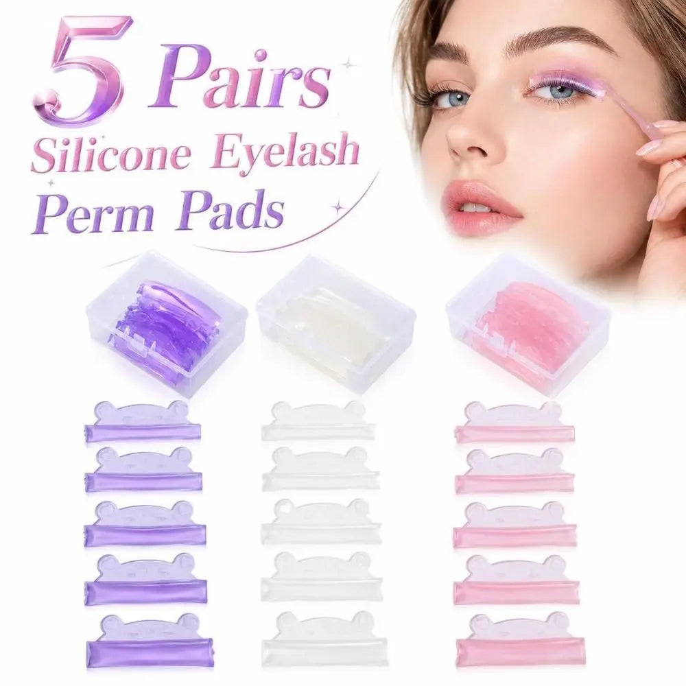 5 Pairs Bear-Shape Silicone Eyelash Perm Curling Pads Reusable Eyelash Curling Pads PRIMED