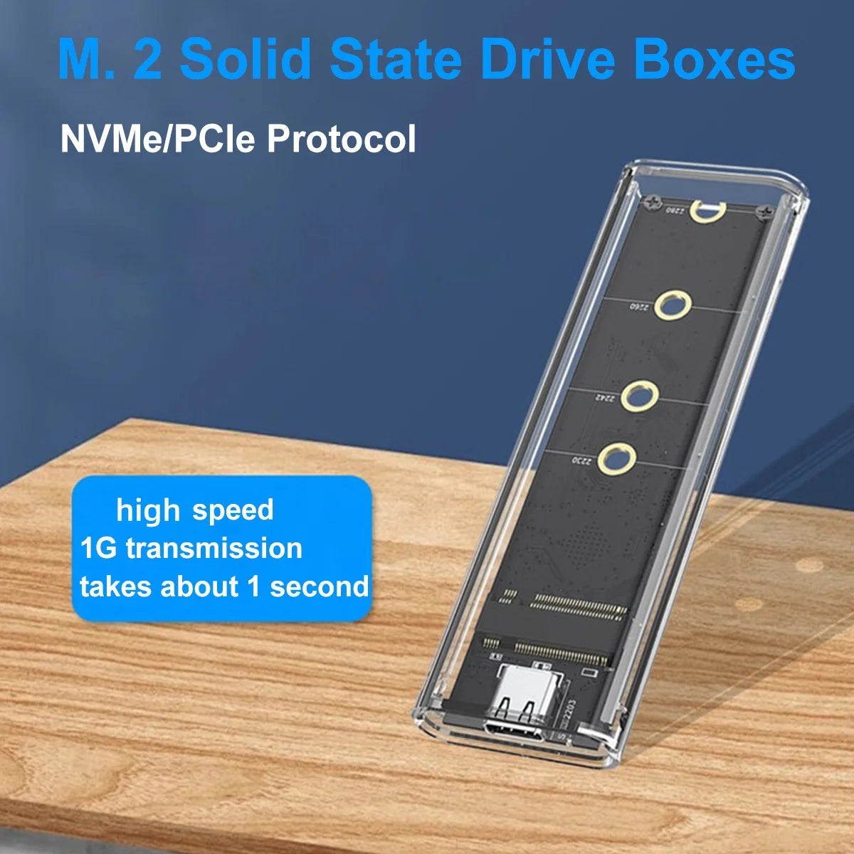 M.2 NVMe SSD Enclosure USB 3.1 Type-C | 2230–2280 Transparent SSD Enclosure PRIMED