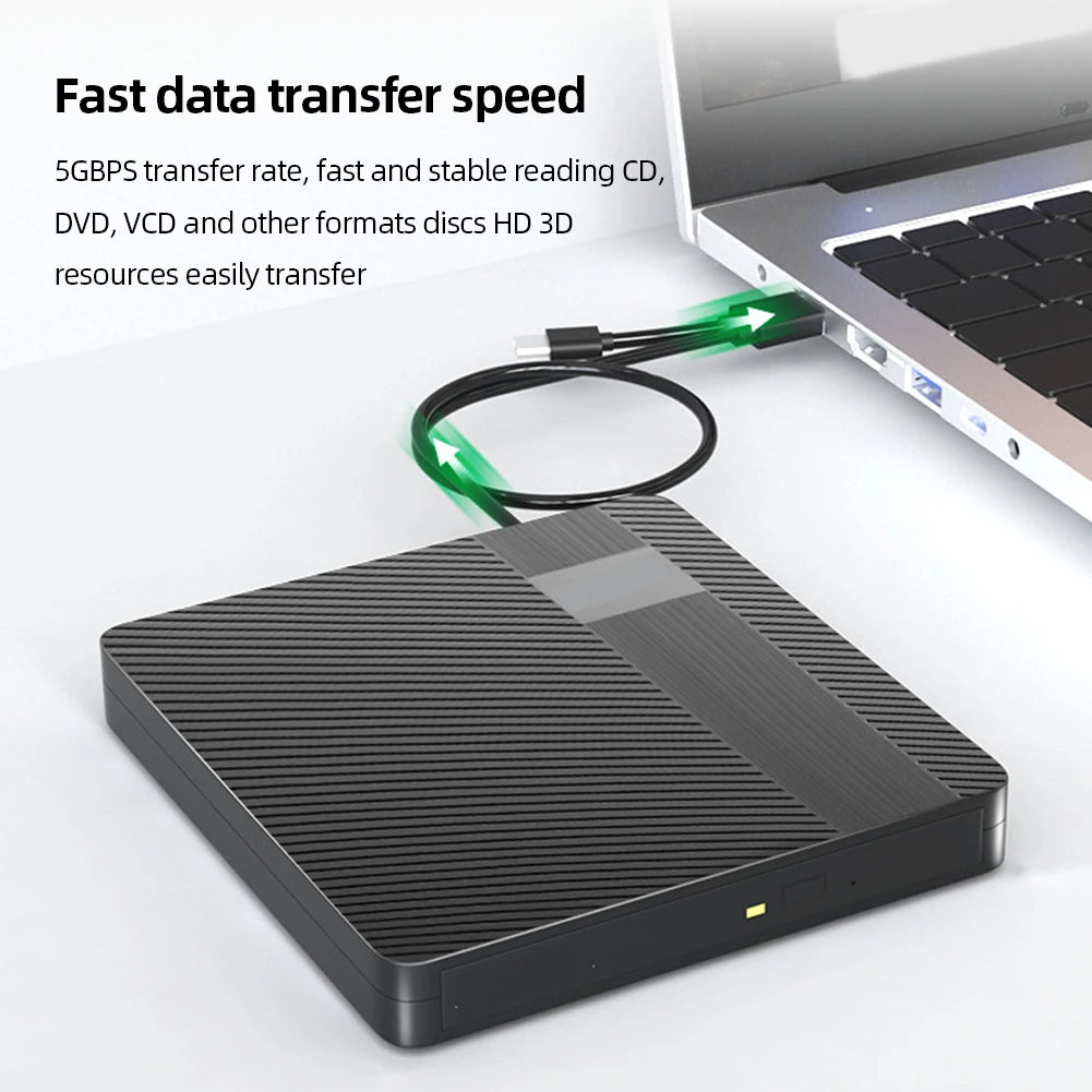 External DVD Drive USB 3.0 & Type-C CD/DVD RW Burner for PC External Optical Drive PRIMED