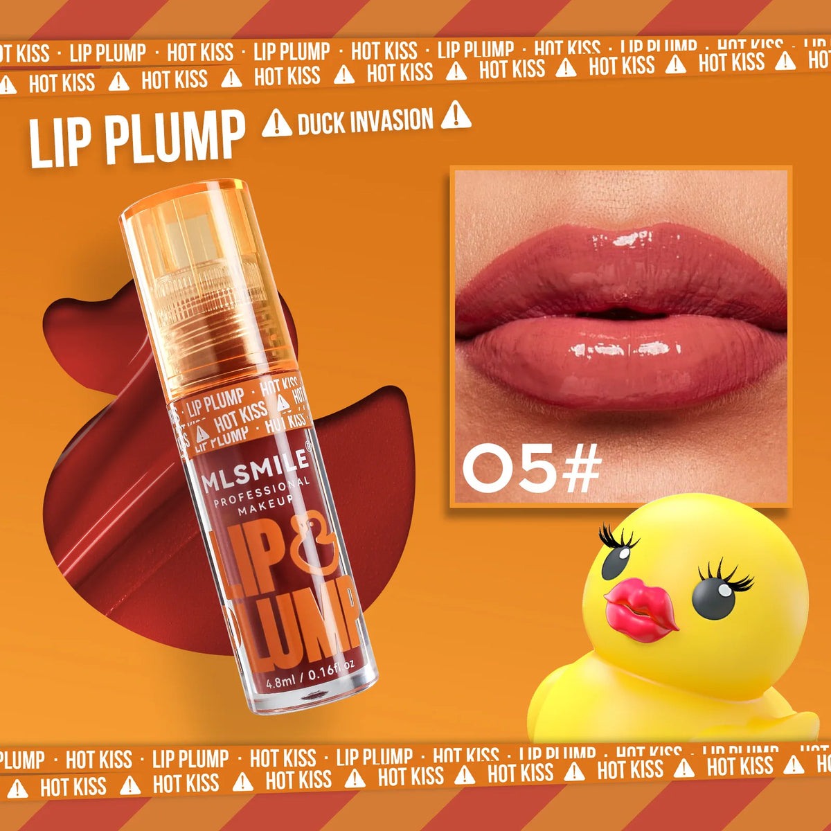 MLSMILE Mirror Lip Gloss Plumping Oil – Duck Design 4.8ml Lip Gloss Oil PRIMED 05
