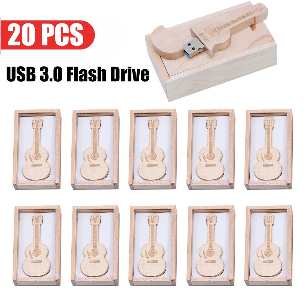 Guitar USB 3.0 Flash Drive Custom Logo Bulk | 32GB 64GB 128GB Custom USB Flash Drive PRIMED 16 GB Maple with box 20pcs China Mainland