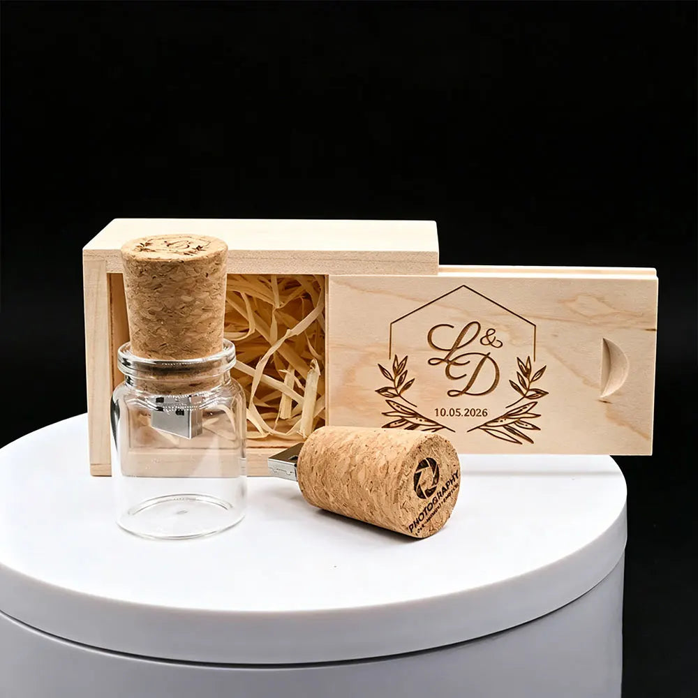 20-Pack Wooden Glass Bottle USB 3.0 Flash Drive 16GB 32GB 64GB USB Flash Drive PRIMED