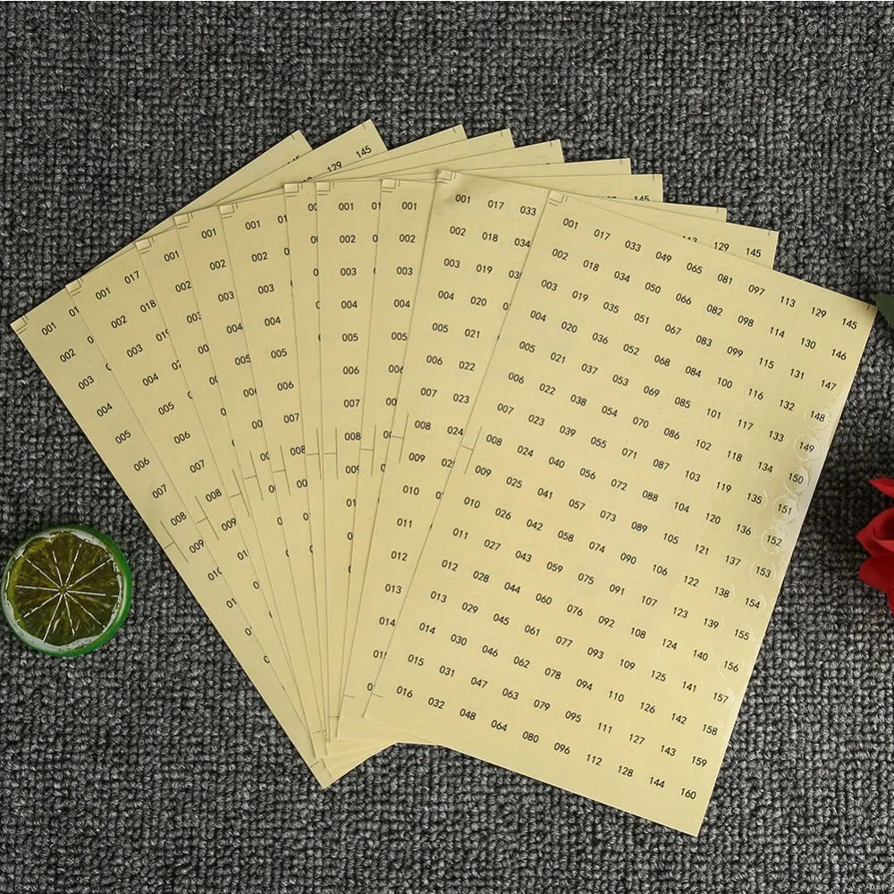 Waterproof Consecutive Number Label Stickers – 10 Sheets Clear