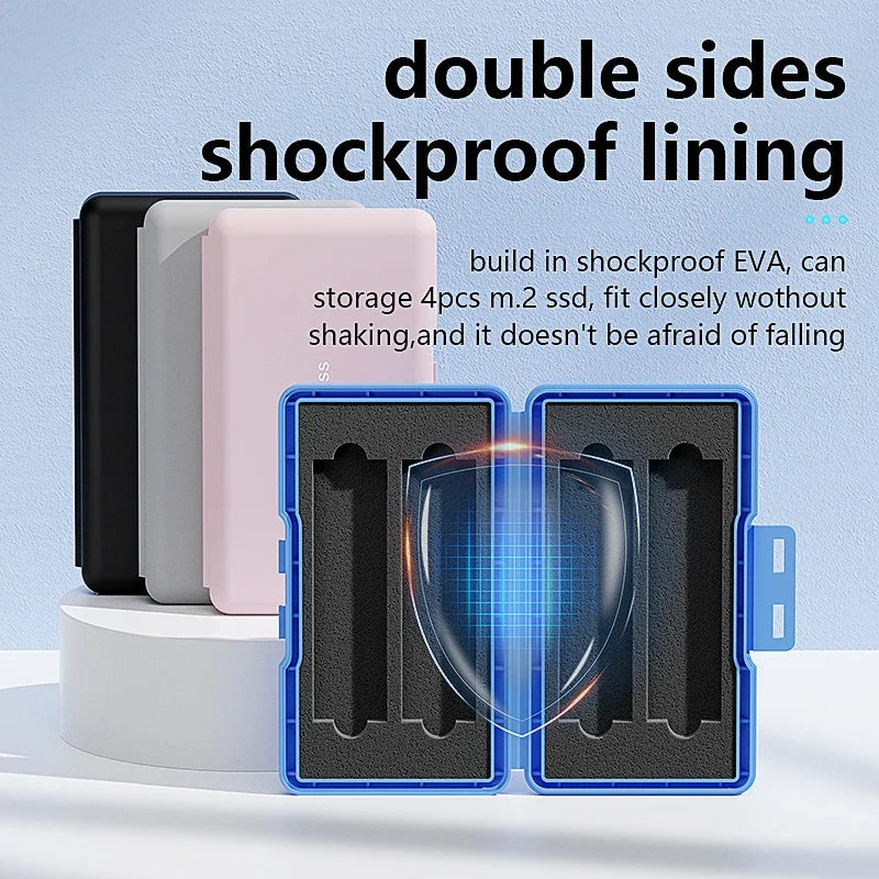 4-Slot M.2 SSD Case – Shockproof 2280 SATA NVMe Storage Box SSD Storage Case PRIMED