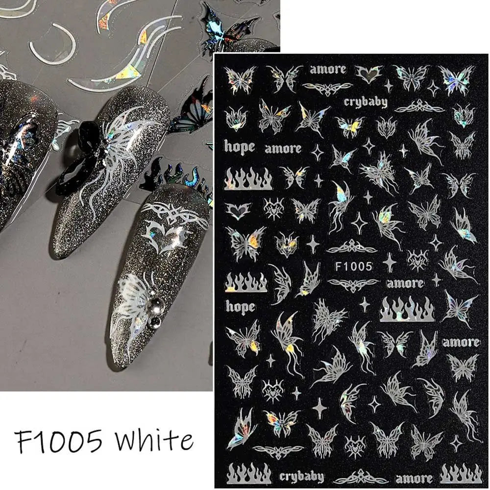 Y2K Laser Nail Stickers – Glitter Butterfly Nail Art Decals