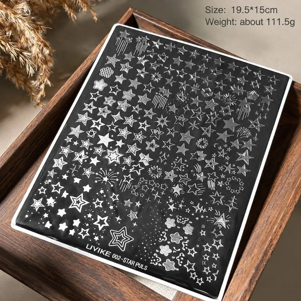 Star Moon Nail Stamping Plate – 3D Metal Transfer Tool