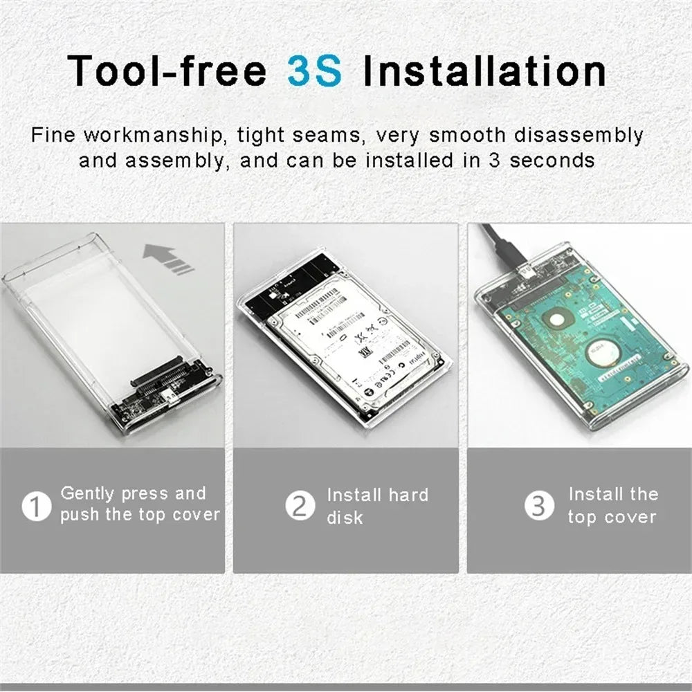 Transparent 2.5" USB 3.0 SATA HDD SSD Enclosure | Up to 6TB HDD SSD Enclosure PRIMED