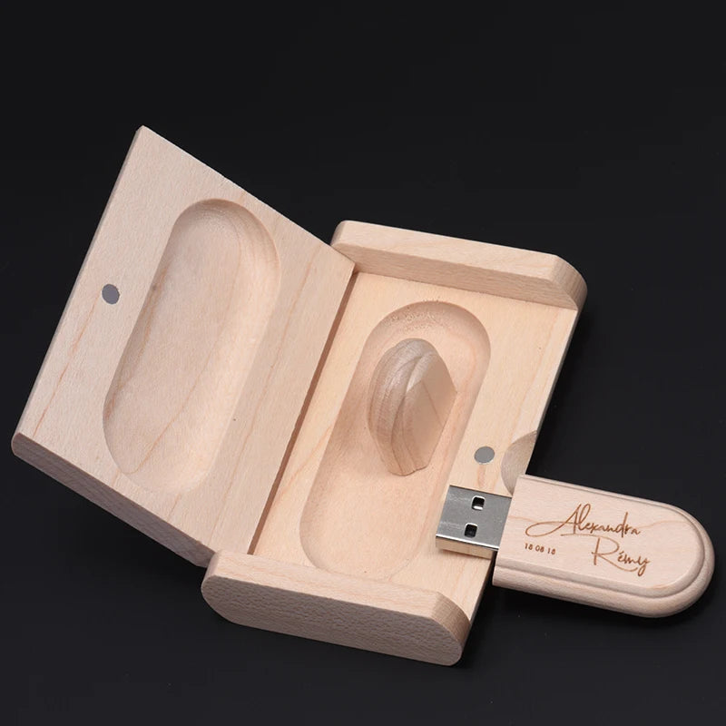 20-Pack Maple Wood USB Flash Drives 128GB | Free Custom Logo Wooden USB Flash Drive PRIMED