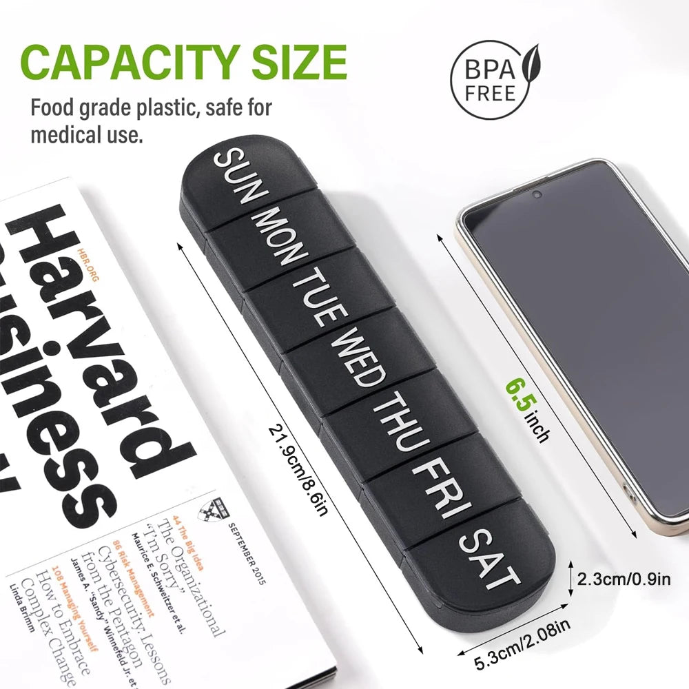Weekly Pill Organizer – 7-Day Travel Pill Box Large Compartments