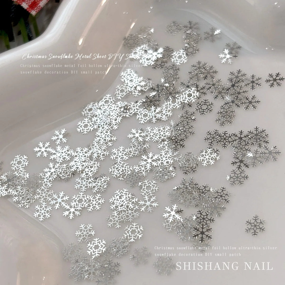 Silver Snowflake Nail Charms 50pcs – Hollow Metal Flatback Art Nail Art Charms PRIMED