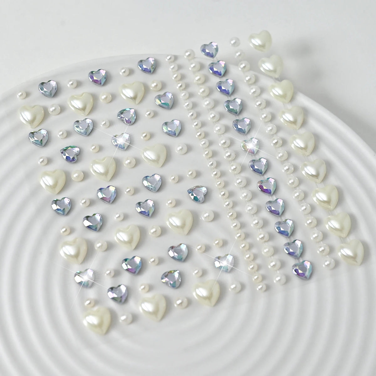 Heart Pearl Face Gem Stickers – Rhinestone & Diamond Decals Face Gem Stickers PRIMED