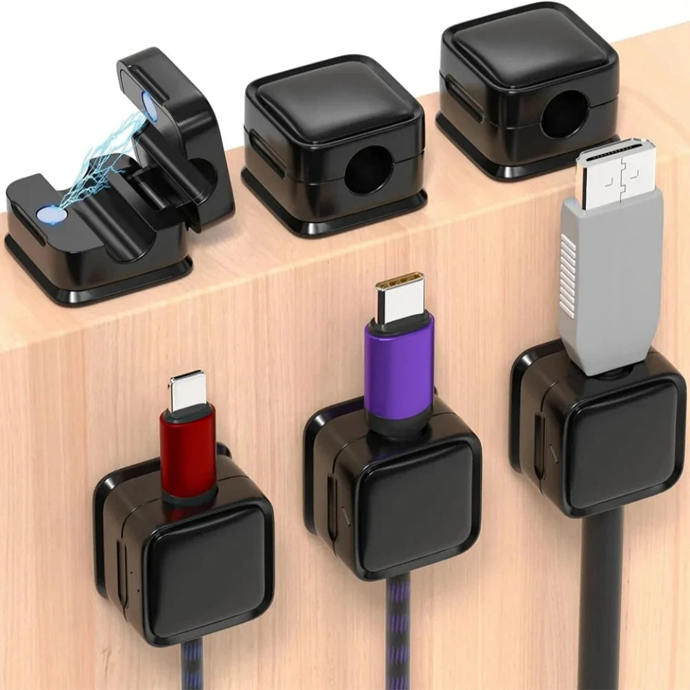 Magnetic Cable Clips Desk Organizer – 6-Pack Wire Winder Cable Organizer Clips PRIMED
