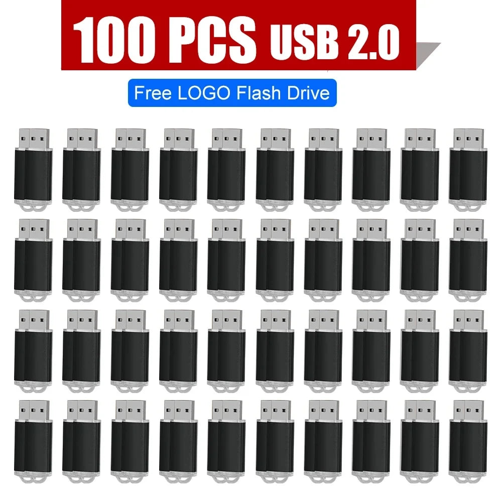 100-Pack Custom Logo Metal USB 2.0 Flash Drives 4GB–128GB