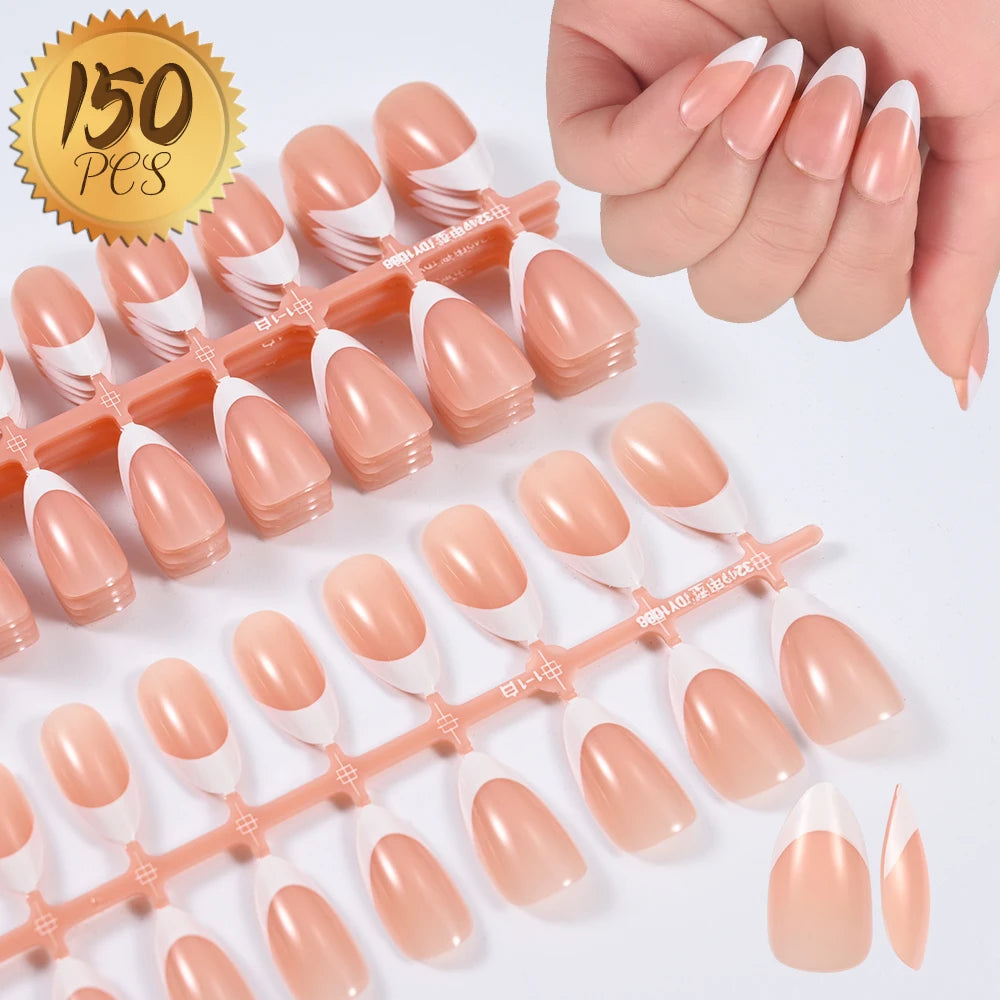 150pcs Almond French Press-On Nails | Full Cover False Nail Tips