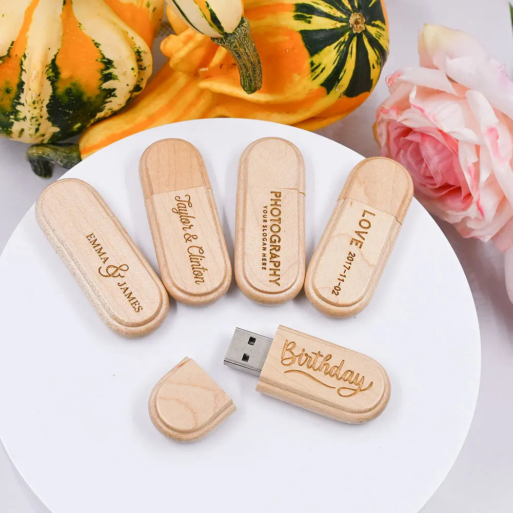 5-Pack Wooden USB 3.0 Flash Drives 4–64GB | Free Custom Logo Wooden USB Flash Drive PRIMED
