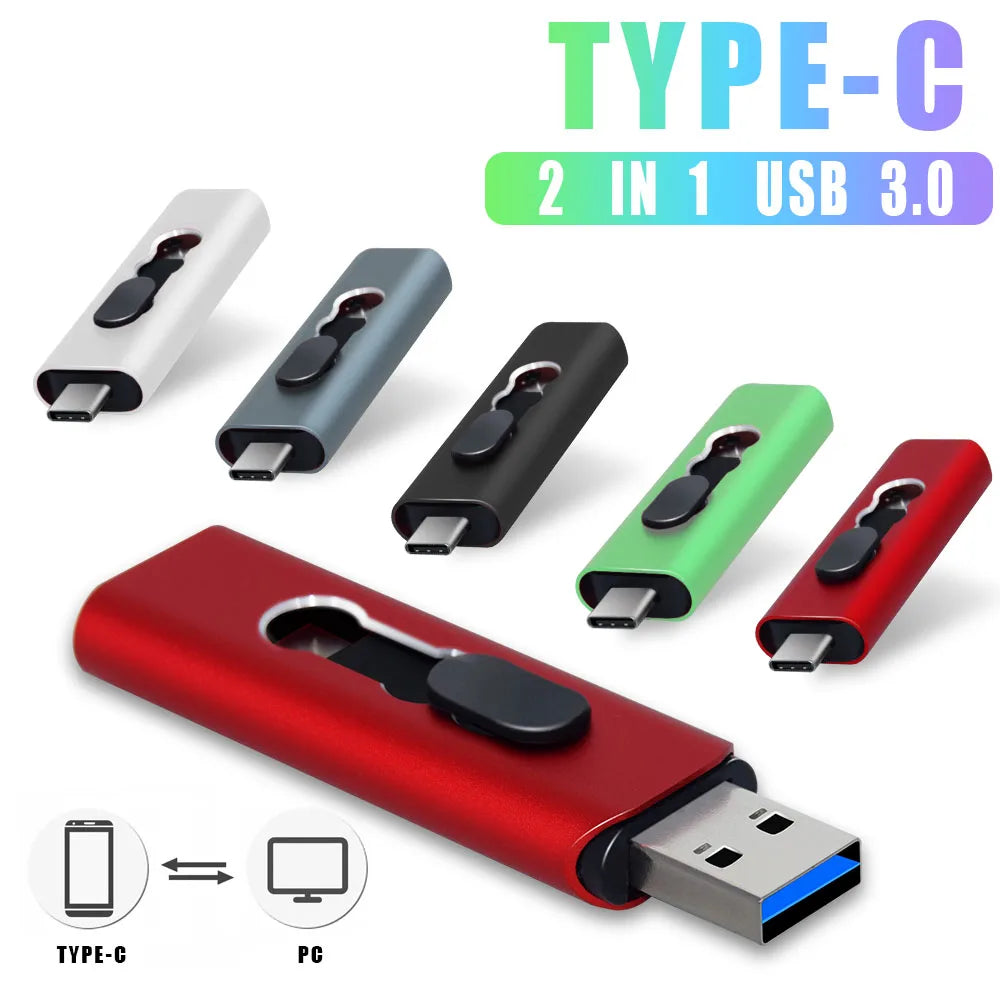 USB-C & USB 3.0 Dual Flash Drive | 16GB–128GB Metal Pen Drive USB Flash Drive PRIMED