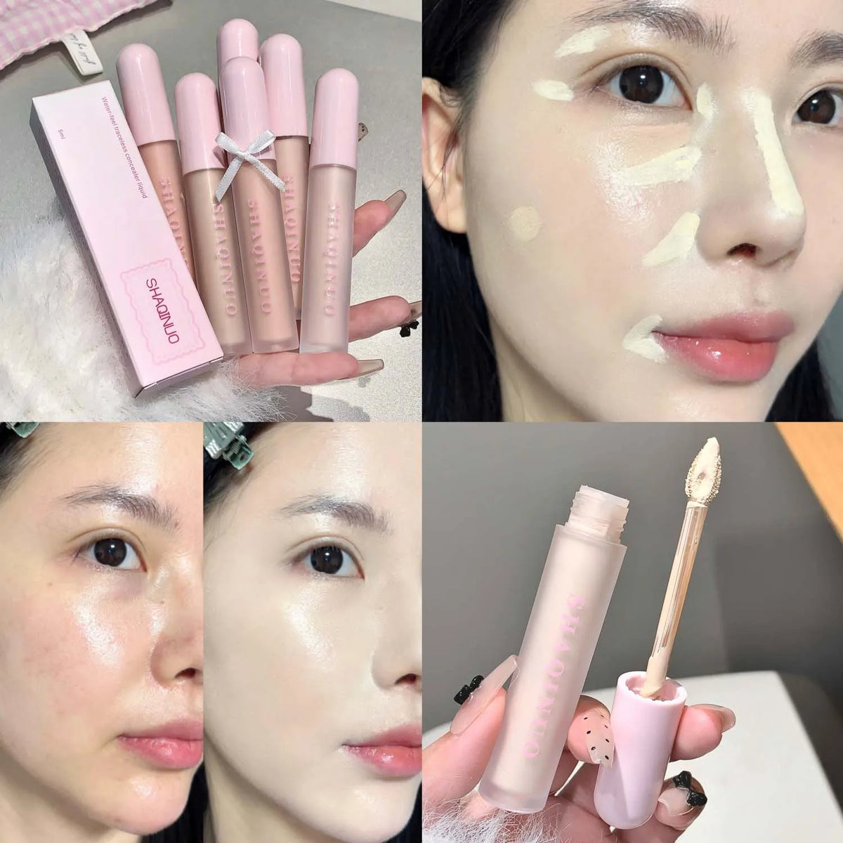 SHAQINUO Liquid Concealer – Full Coverage Waterproof, 3 Shades Liquid Concealer PRIMED