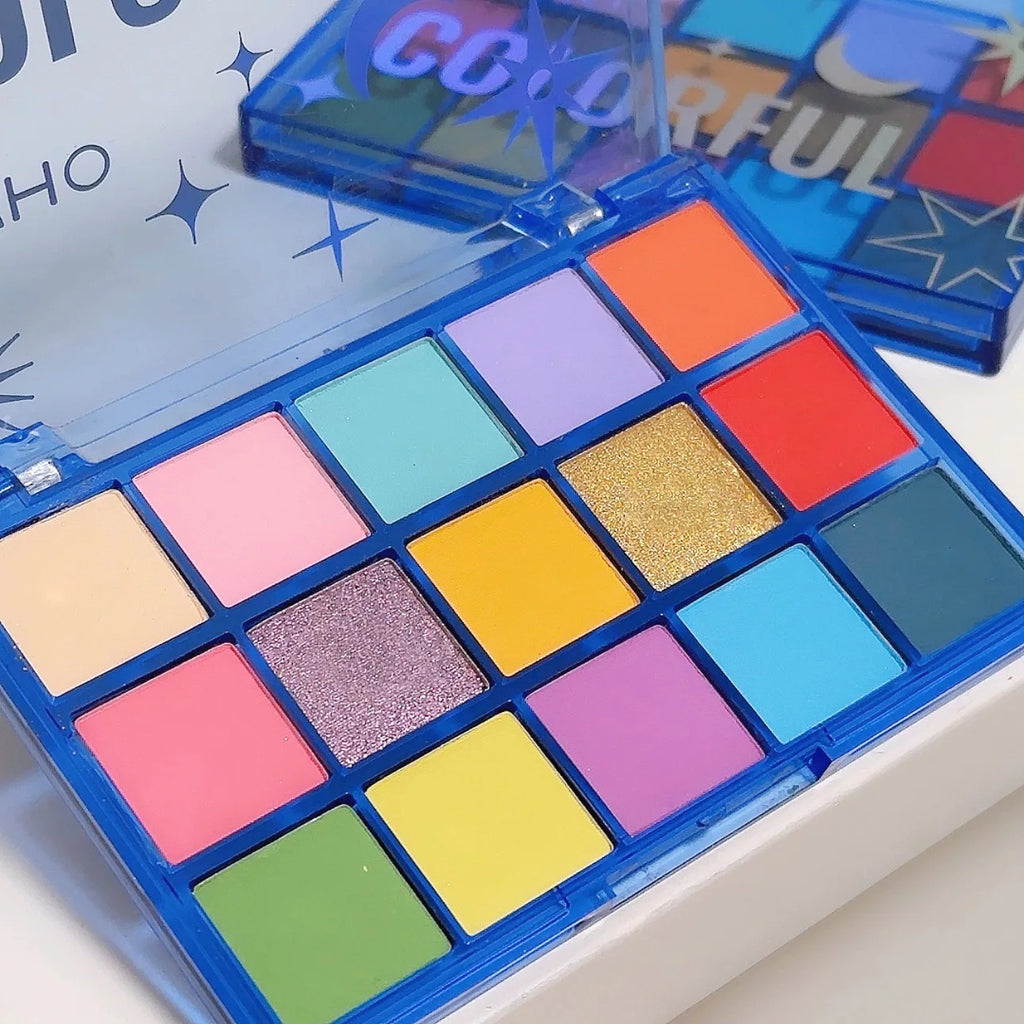 Rainbow 15-Color Eyeshadow Palette – Glitter, Shimmer & Matte Eyeshadow Palette PRIMED 15color eye shadow