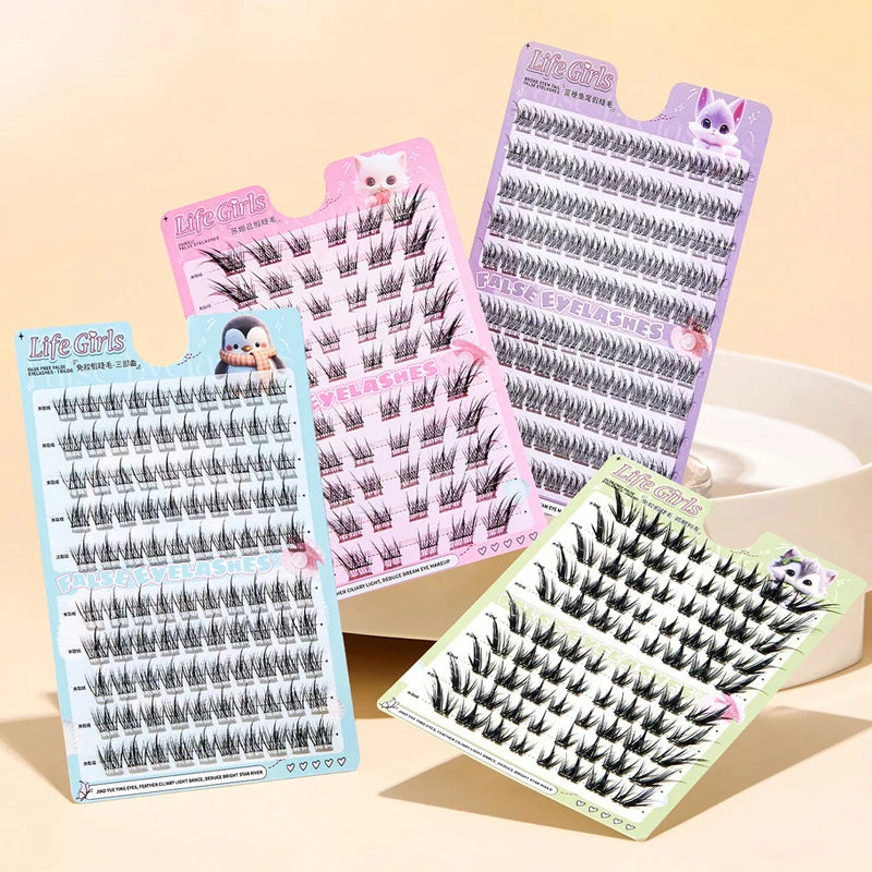 Glue-Free Self-Adhesive Cluster Lashes | DIY Eyelash Extension False Eyelashes PRIMED