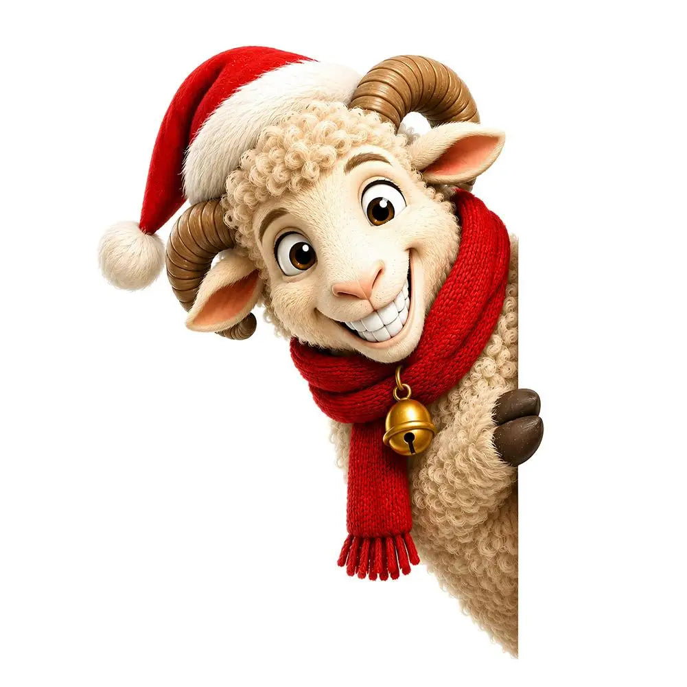 Peeking Sheep Christmas Window Cling – No-Glue Static Decal