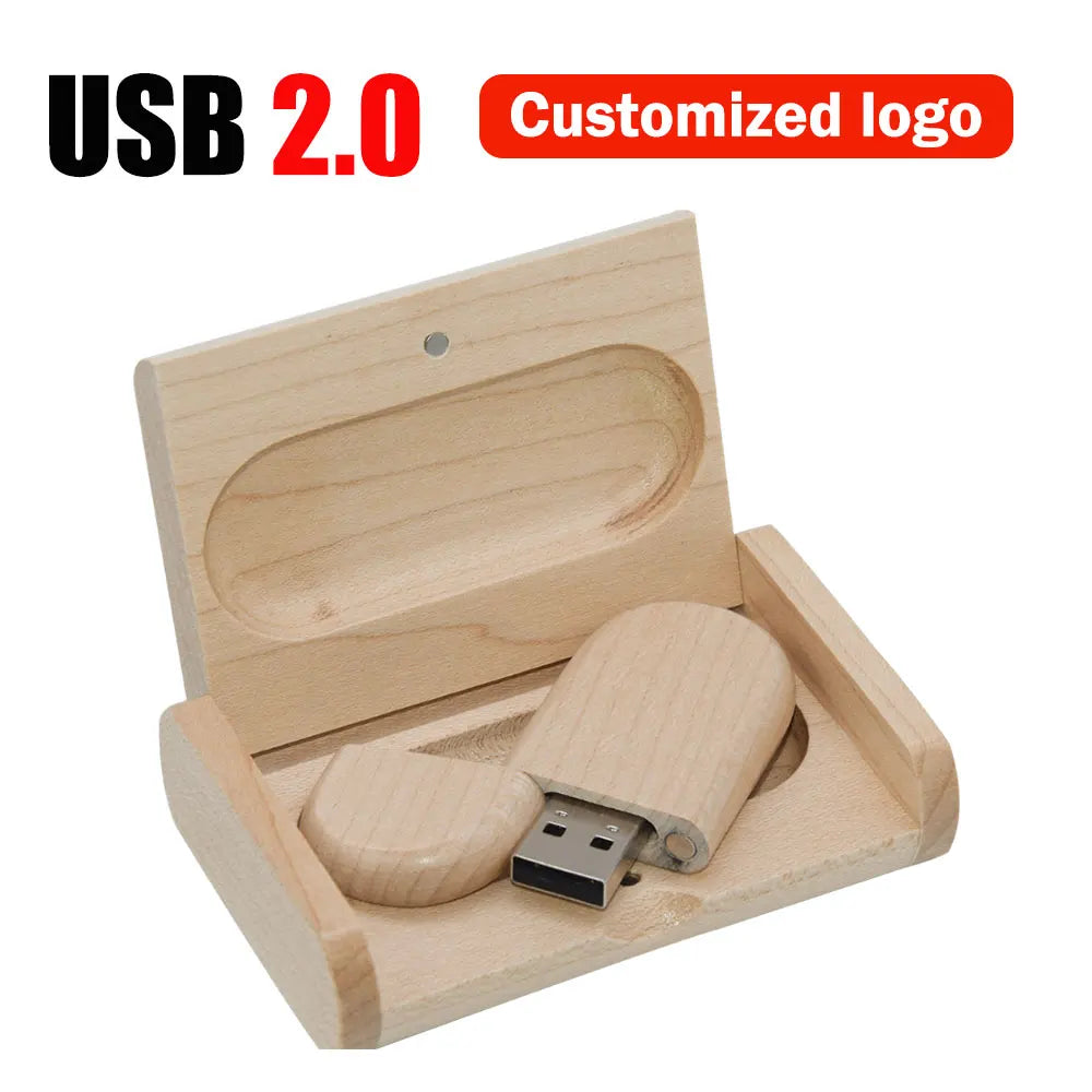 Wooden USB Flash Drive Custom Logo | 4GB–128GB Bamboo Maple Custom USB Flash Drive PRIMED 8 GB Maple with box