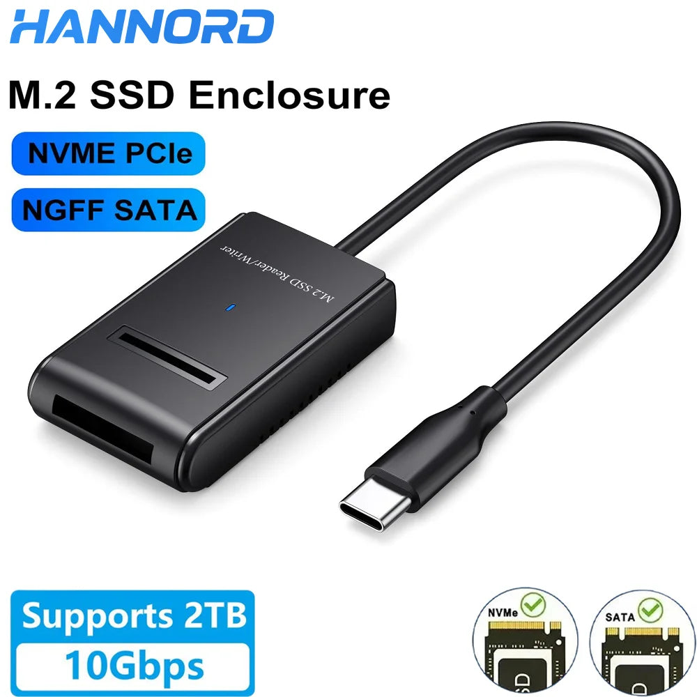 Hannord M.2 NVMe SSD Enclosure 10Gbps USB-C Adapter SSD Enclosure PRIMED