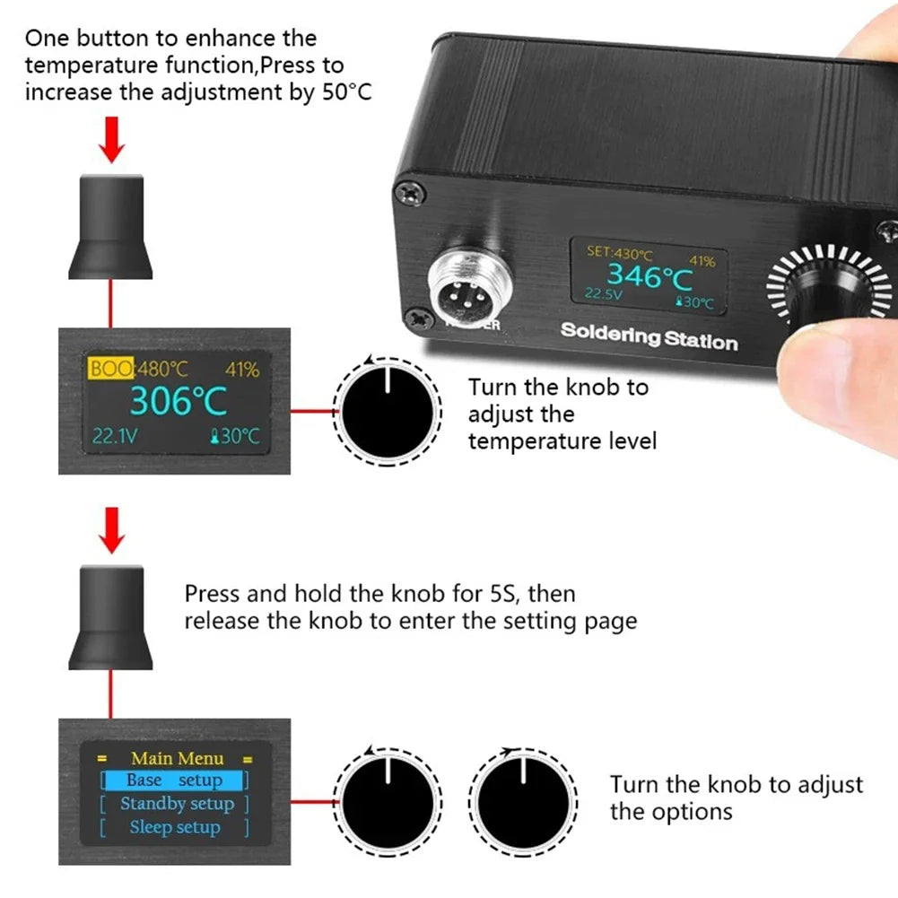 T12D Digital Soldering Station 72W OLED Display 200–450°C Soldering Station PRIMED