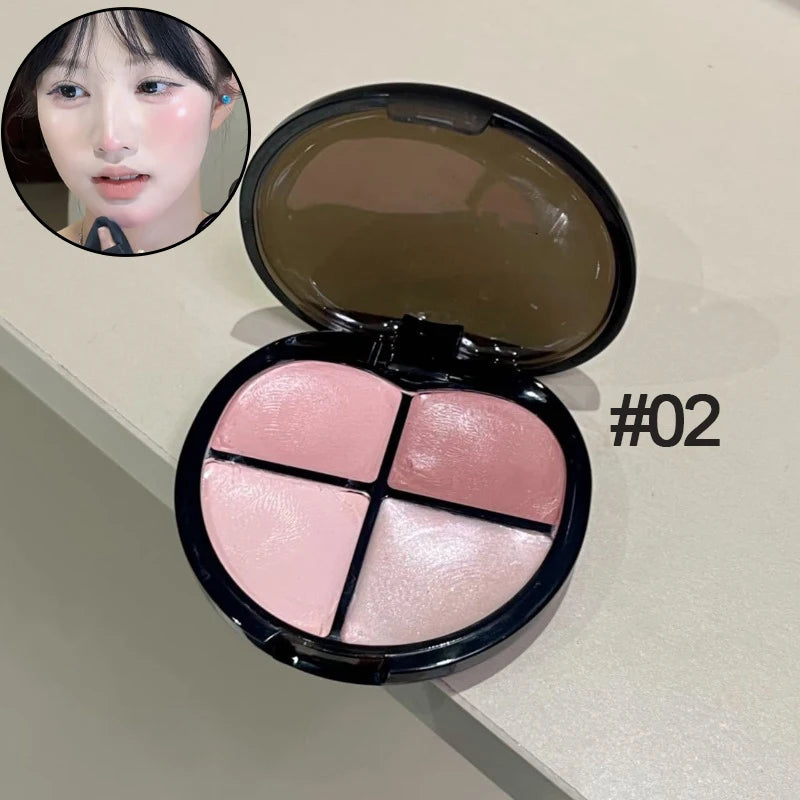 4-Color Cream Blush Palette | Dewy Shimmer K-Beauty Glow Cream Blush Palette PRIMED 02