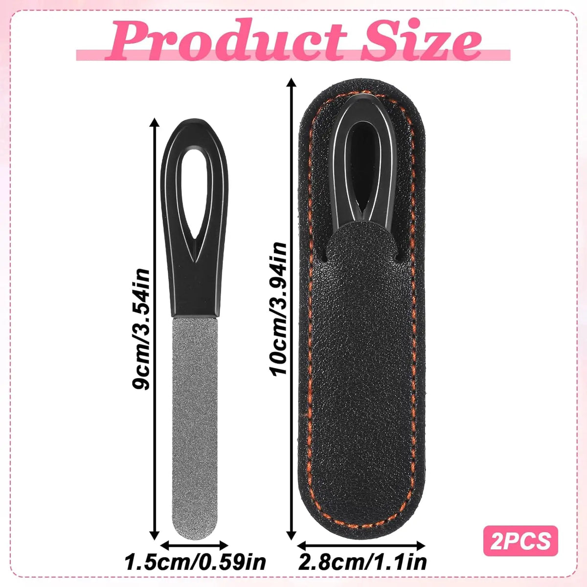 Stainless Steel Double-Sided Nail File with Leather Case