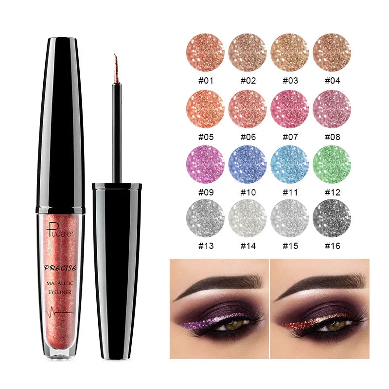 Blana 16-Color Shimmer Glitter Liquid Eyeliner Gel – Waterproof Liquid Gel Eyeliner PRIMED
