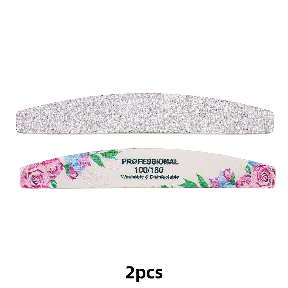 Rose Print Wooden Nail Files 100/180 Grit | 2/5/10 Pack