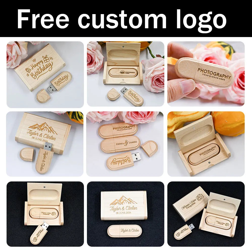50-Pack Custom Wooden USB Flash Drives | Laser Engraved Logo Custom USB Flash Drive PRIMED