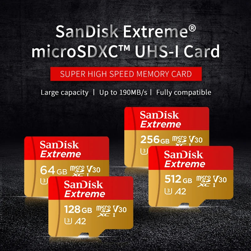 SanDisk Extreme MicroSD V30 A2 U3 4K Card – 32–256GB MicroSD Memory Card PRIMED