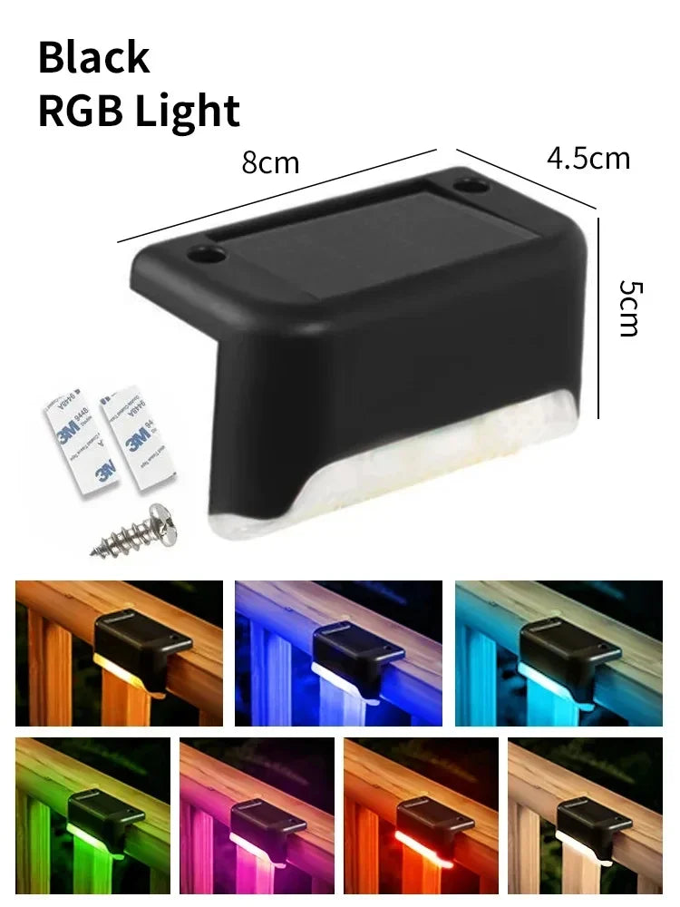 Waterproof LED Solar Deck Lights – Outdoor Fence Wall Lamp Solar Outdoor Light PRIMED Black RGB Light 1 Pieces