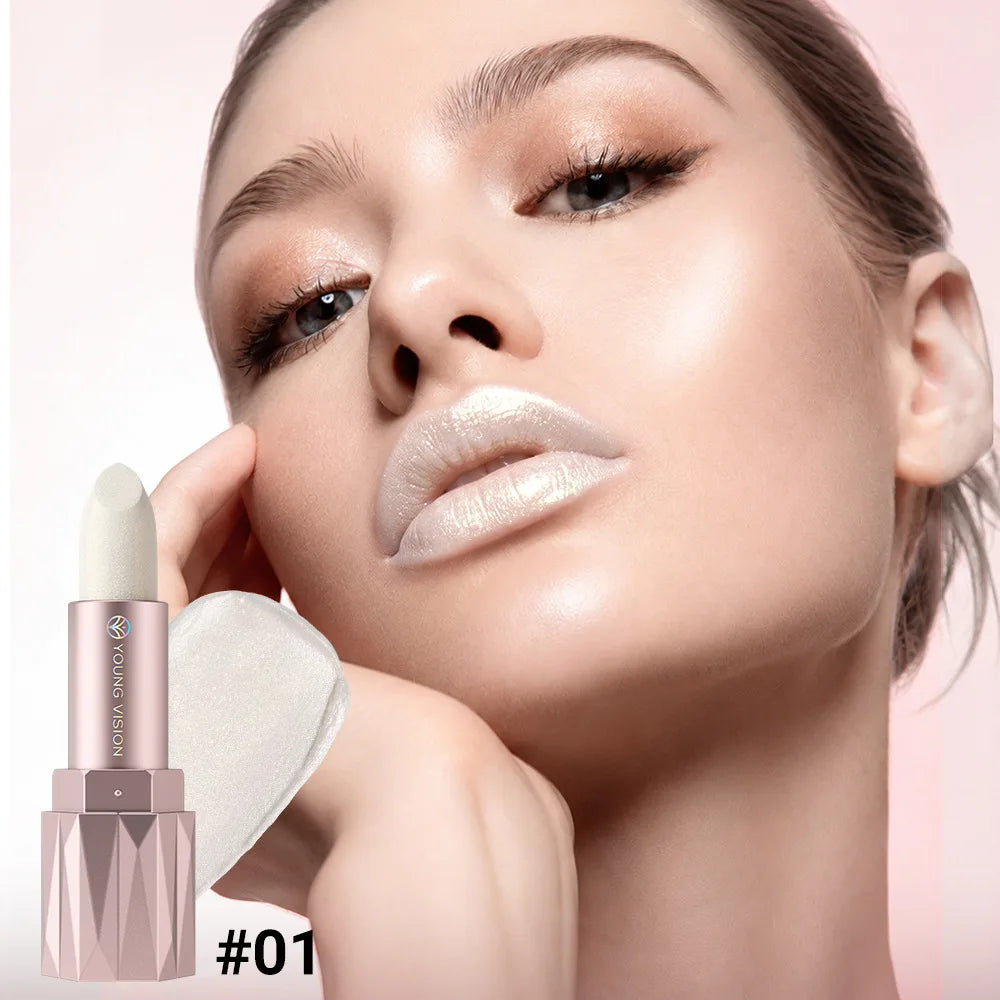 Pearlescent Shimmer Lipstick – Glitter Metallic Waterproof Matte