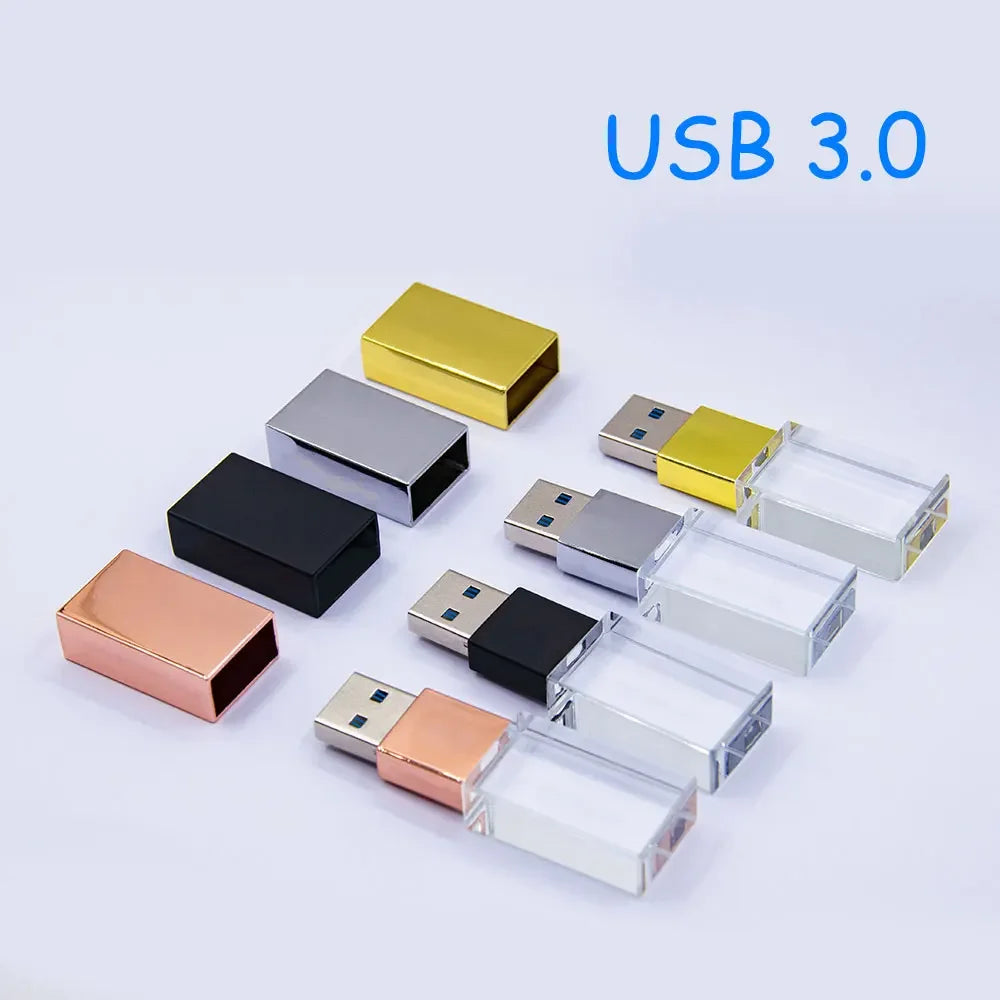 10-Pack Crystal 3D USB 3.0 Flash Drives | Free Engraved Logo USB Flash Drive PRIMED